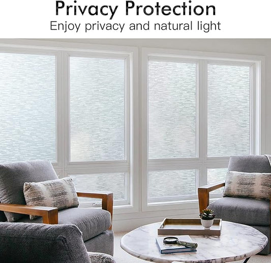 Haton Window Privacy Film, Frosted Glass Static Cling Sun Heat Blocking Window Clings, Frosting Opaque Coverings, Vinyl Removable Stickers Tint for Home Door Office, Non Adhesive 35.4" x 118.1"