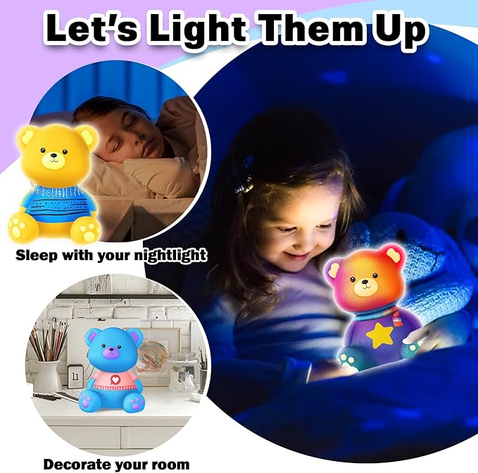 FUNZBO Paint Your Own Bear Lamp Kit - Halloweens Arts and Crafts Supplies Painting Kits for Kids Teens, DIY Night Light Toy for Toddlers Girls Boys Ages 3 4 5 6 7 8 9 10 11 12 13 + Birthday Gifts