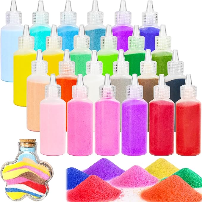 Panxxsen 24PCS Colored Art Sand Kit, 1.25oz Bottles DIY Craft Set by Panxxsen