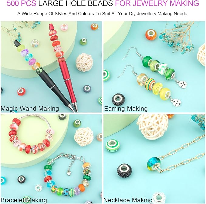 500 Pcs European Large Hole Beads - Image 4