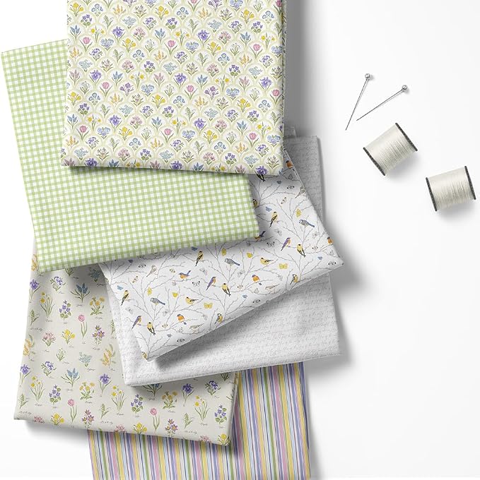Patchwork Fabric Panel 100x155 cm, 100% Cotton Satin, 6 Coordinated Spring - Image 2