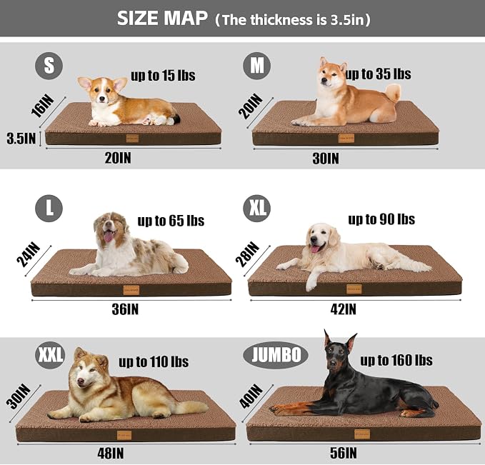 Patas Lague Orthopedic XL Dog Bed Large Sized Dog 42''X28'', Soft Waterproof - Image 5