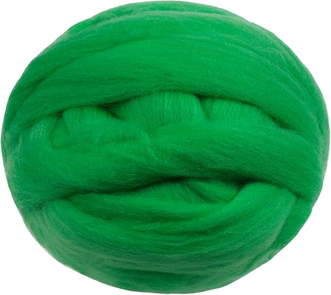 JeogYong Needle Felting Wool, 17.64oz Wool Roving Chunky Wool Yarn, Grass Green by JeogYong