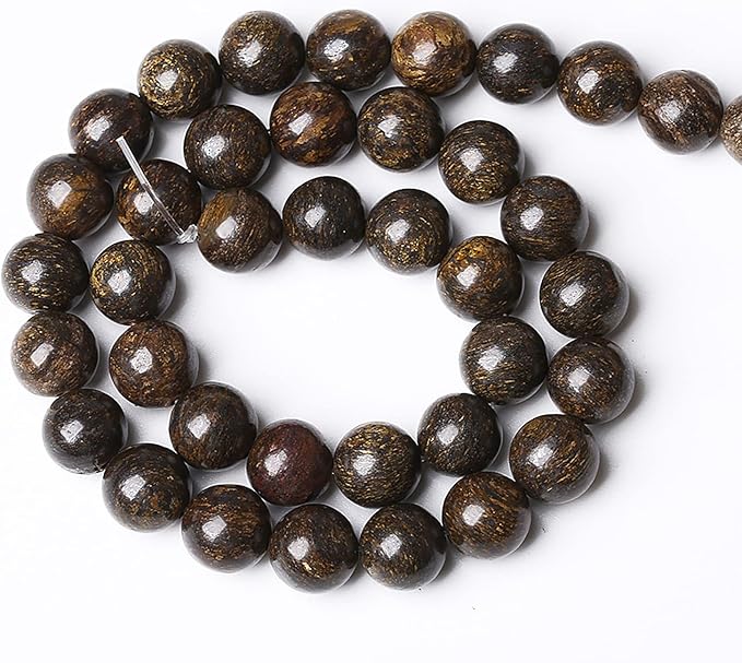 45pcs 8mm Natural Stone Beads Brown Bronzite Gemstone Round Loose Beads for Jewelry Making DIY Bracelet Necklace