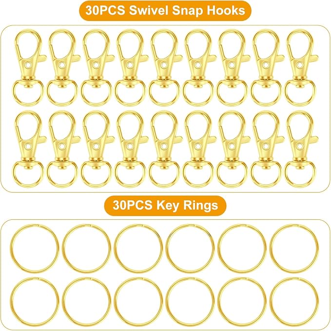 60PCS Keychain Making Kit, Including 30PCS Keychains Clips Hooks and 30PCS Key - Image 2