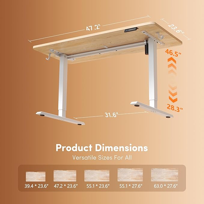 FEZIBO Standing Desk, 48 × 24 Inches Electric Height Adjustable, Sit and Stand - Image 3