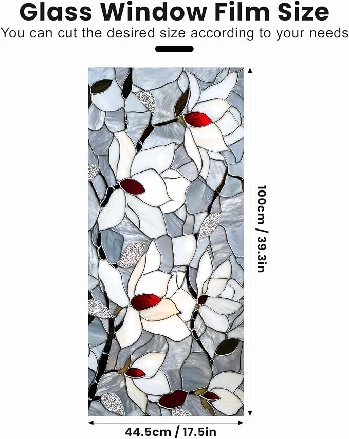 Stained Glass Window Privacy Film: Non-Adhesive Sun and Landscape Mosaic Design - Image 2