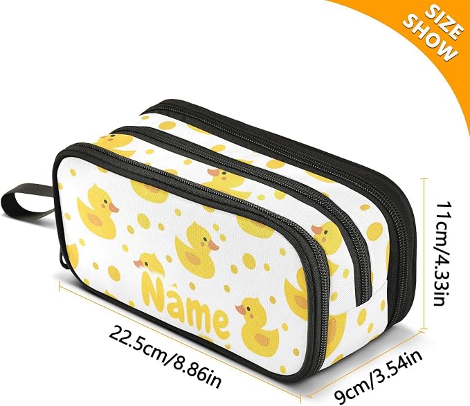 Custom Cute Yellow Ducks Pencil Case Box Boys Girls Personalized Name Large - Image 7