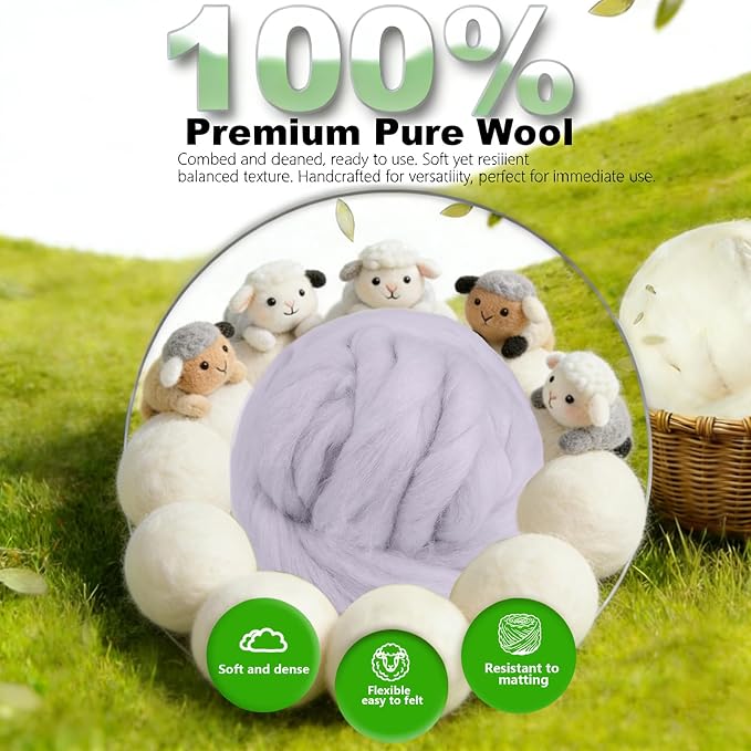 Wool Roving-3.5oz Needle Felting Wool, Soft Multi-Color Wool Fiber, Perfect - Image 5