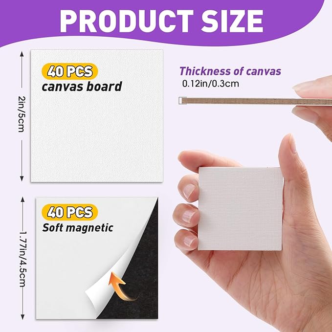 ESRICH 40 Pack 2x2IN Mini Magnetic Canvas Panels, Small Canvases - Image 2