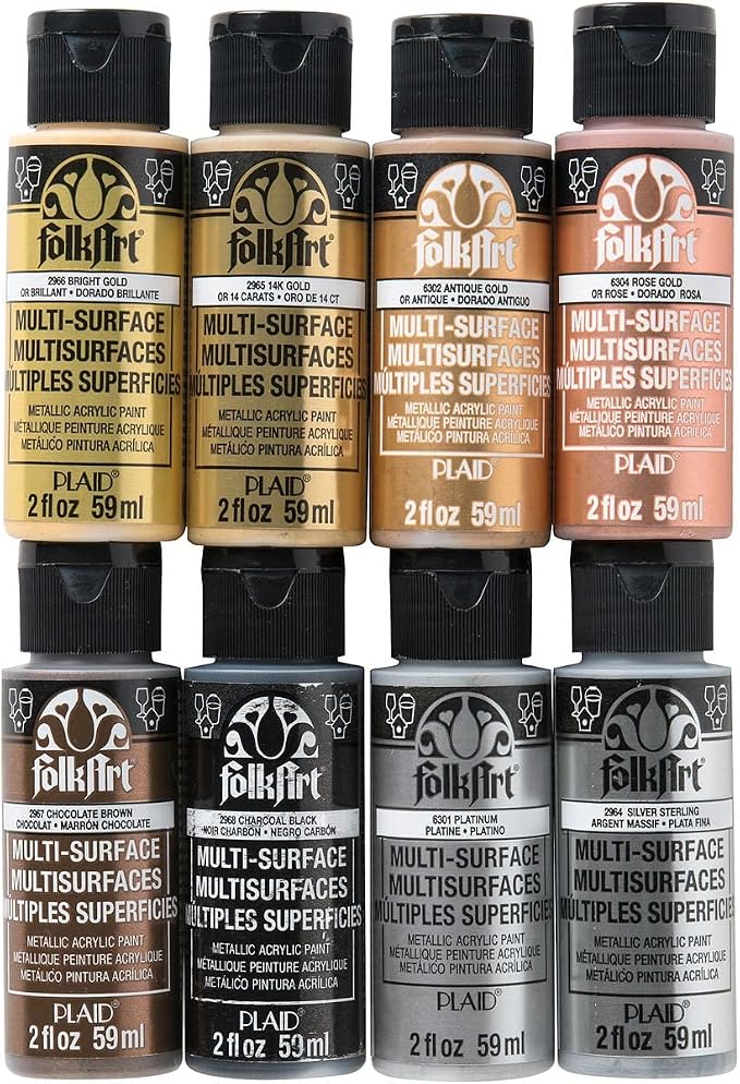 FolkArt Metallic Acrylic Craft Paint Set Formulated to be Non-Toxic that is by FolkArt+One+Stroke