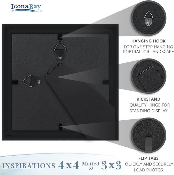 4x4 Picture Frames with 3x3 Mat, 6 Pack, Contemporary, Inspirations | These - Image 4
