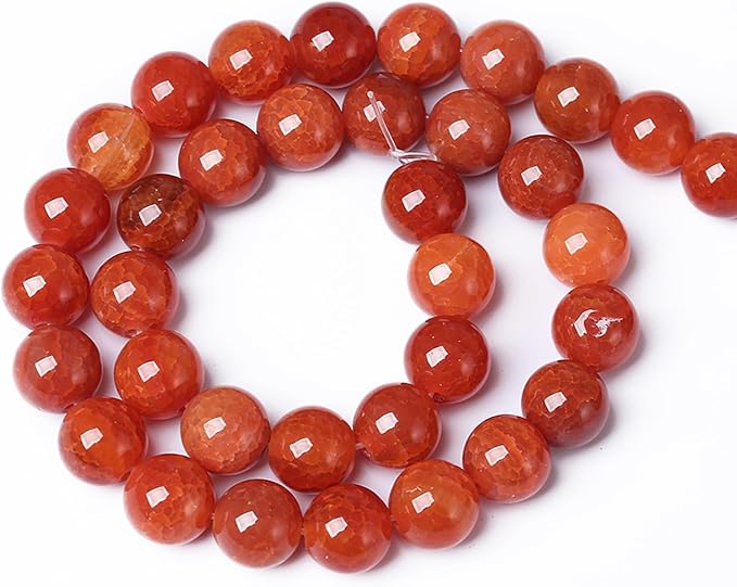 10mm 36pcs Natural Red Dragon Vein Agate Stone Beads for Jewelry Making Energy Healing Round Beads DIY Bracelet Necklace Accessories 15" (10mm, Red Dragon Vein Agate)