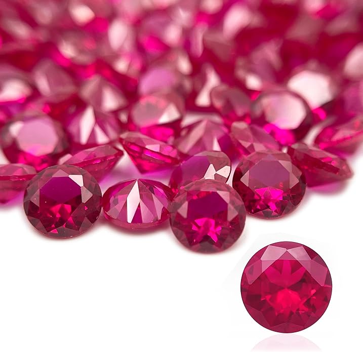50Pcs Loose Synthetic Ruby Stone Bulk Wholesale Round Brilliant Cut Diamon by Gryrigns