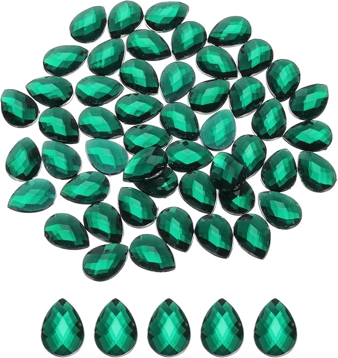 MECCANIXITY 50PCS Flat Back Acrylic Teardrop Gems 13x18mm Artificial Rhinestones by MECCANIXITY