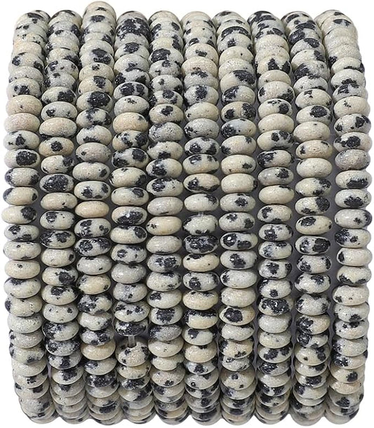 Natural Dalmatian Disk Stone Beads 4x2mm 160pcs Rondelle Loose Semi Gemstone Beads for Jewelry Making Design