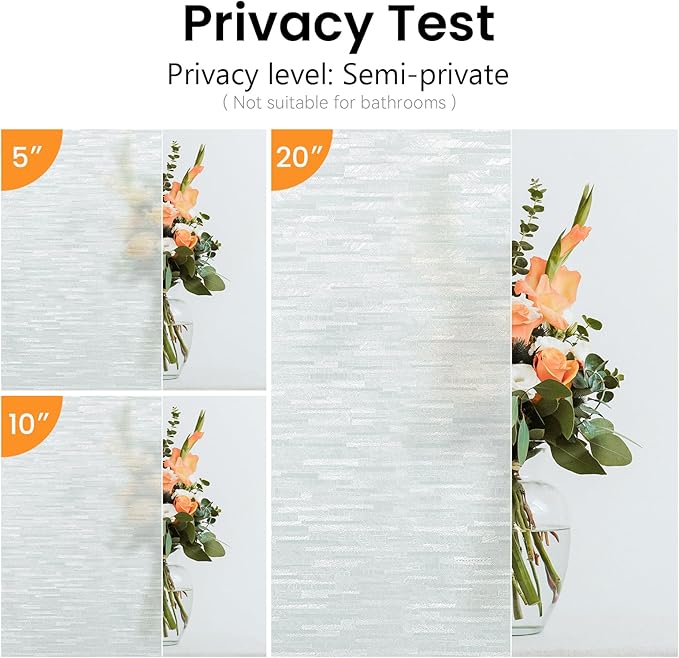 Haton Window Privacy Film, Frosted Glass Static Cling Sun Heat Blocking Window Clings, Frosting Opaque Coverings Stickers Tint for Home Office Door, Non Adhesive, White 23.6" x 118.1"