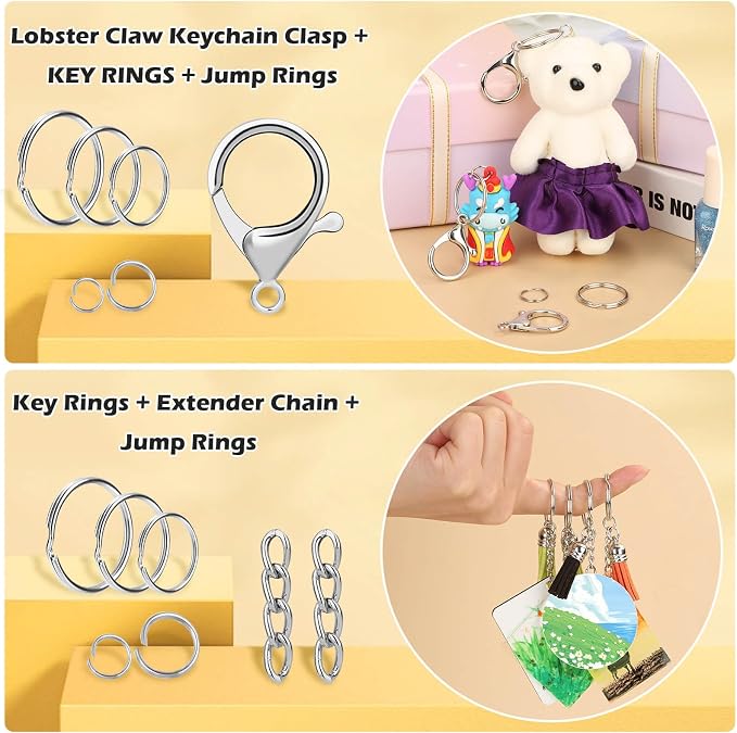 PAXCOO 300PCS Keychain Making Kit, Keychain Craft Supplies Including Key Chain - Image 4