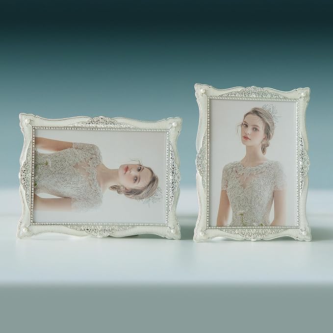 DIKAR 5x7 Vintage Picture Frames, Retro Silver Baroque Photo Frame - Image 4