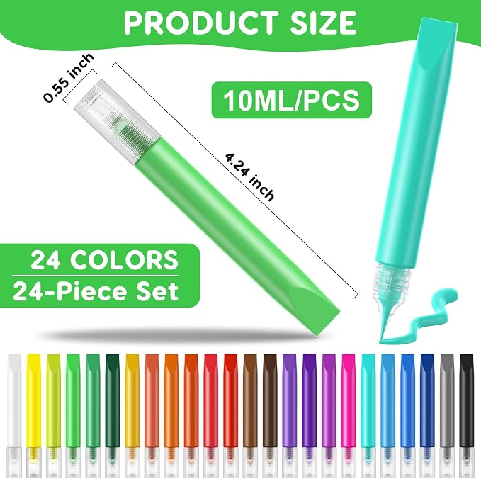 24 Pcs Suncatcher Paint Pens, Stained Glass Sun Catcher Pens 24 Colors 10ML Each - Image 2