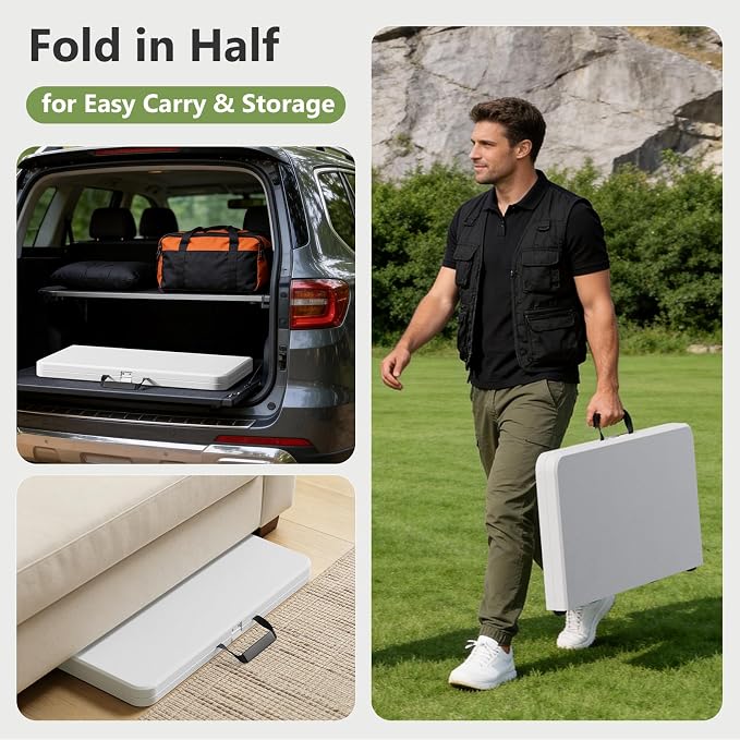 Folding Table 2 Pack, 36 Inch Square Foldable Card Tables, No Assembly Portable - Image 7