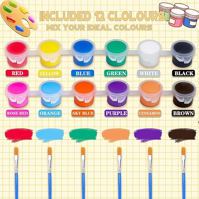 20 Pack Mini Acrylic Paint Set, 12 Colors Acrylic Paints Strips for Kids & Adults Craft Paint,280 PCS Kids Painting Kit Container Strips Storage for Home Birthday Classroom Party (280)