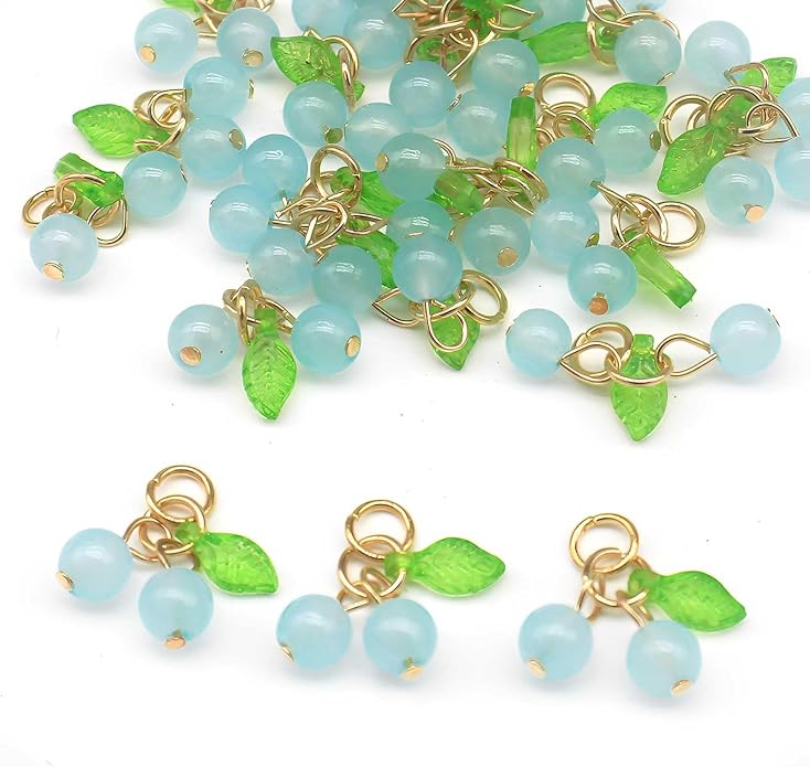 30 Pcs Red Cherry Charms Mini Cute Glass Fruit Beads Charm Acrylic Beaded Charms by SOFISO
