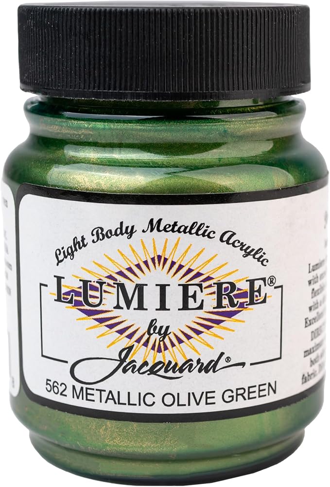 Jacquard Lumiere 2.25oz Fabric Paint Metallic Olive Green by Jacquard