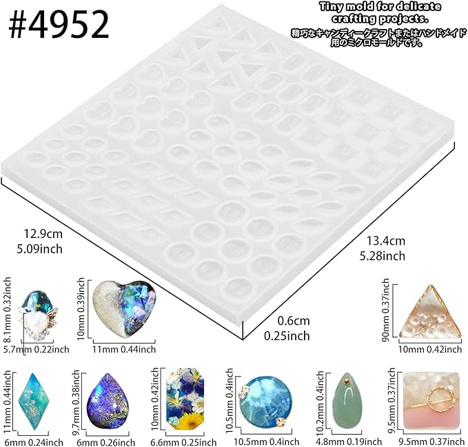 FUNSHOWCASE Cabochon Resin Mold Pack of 2 Mosaic Tile Epoxy Casting Jewelry Making
