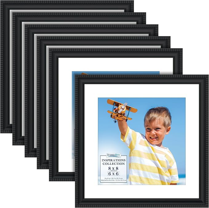 8x8 Picture Frames with 6x6 Mat, 6 Pack, Contemporary, Inspirations | These by IconaBay