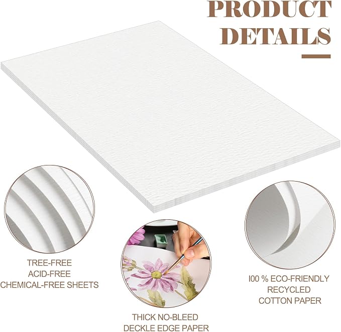 Kisston 20 Sheets Large Watercolor Paper 22 x 30 Inches, 140 Lb/300 GSM Cotton - Image 6