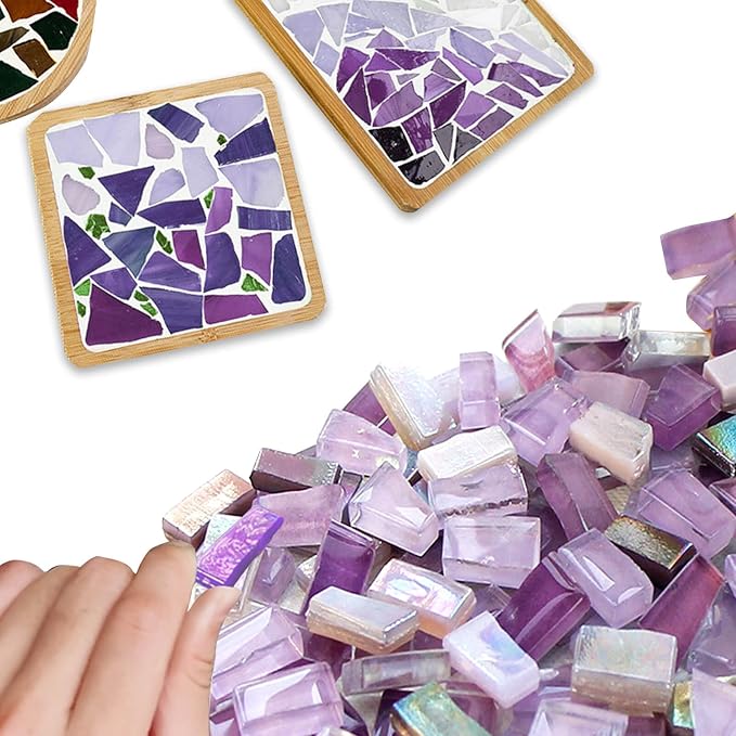 LITMIND 1.1LB Purple Mixed Irregular Glass Scraps Mosaic Tiles - Image 2