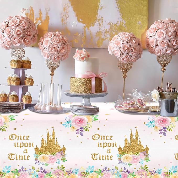 3PCS Princess Birthday Party Tablecloths Decorations, Once Upon a Time Birthday - Image 3