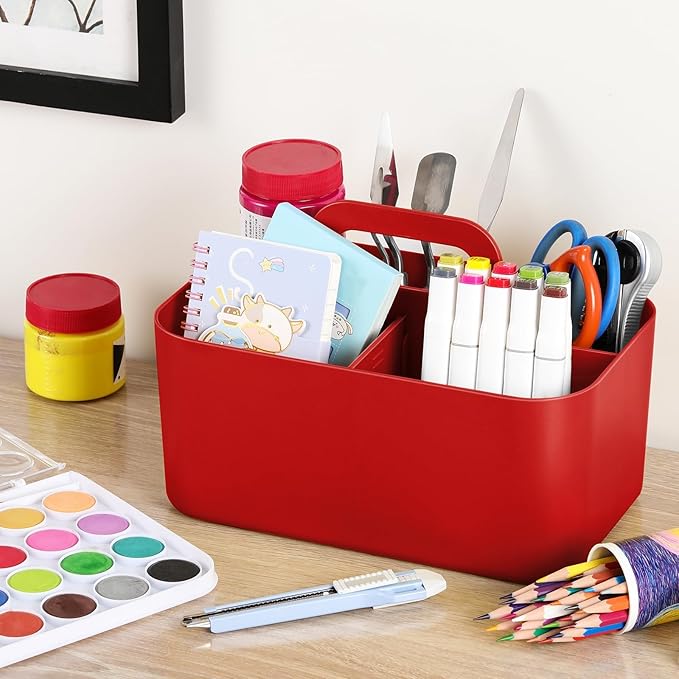 Multiuse Caddy Organizer with Handle, Portable Divided Plastic Tote Bin - Image 4