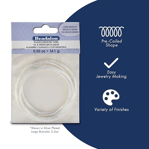 Beadalon Carbon Steel Memory Wire, Large Bracelet, 0.5 oz, Approx. 30 coils - Image 2