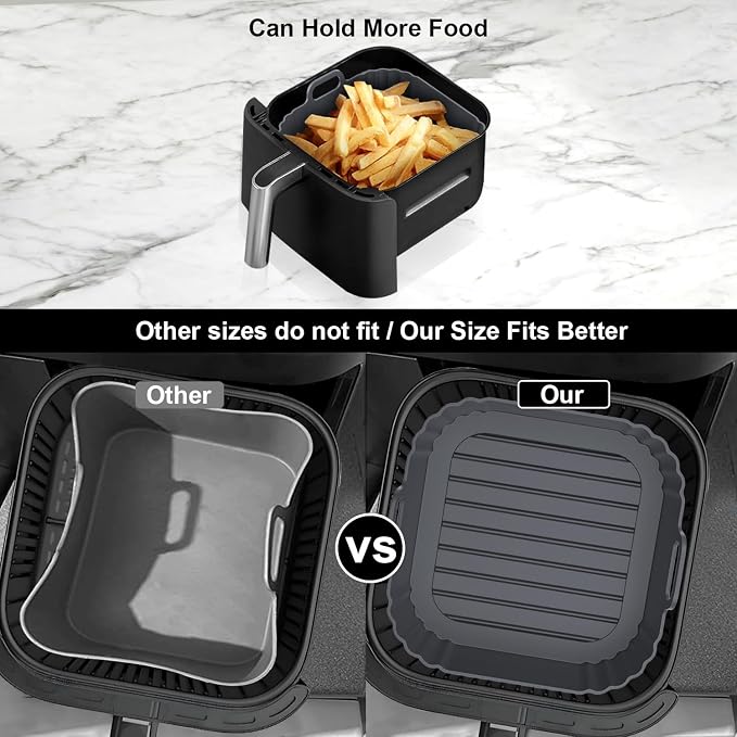Square Silicone Air Fryer Liners 2 Pack, Compatible - Image 5