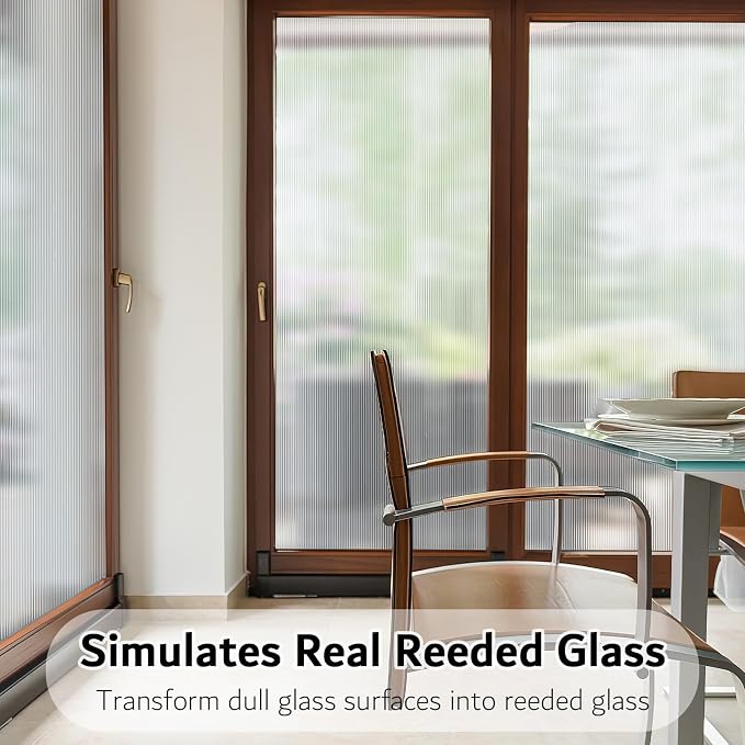 VELIMAX Reeded Glass Window Film, Window Privacy Film, Frosted Window Vinyl - Image 2