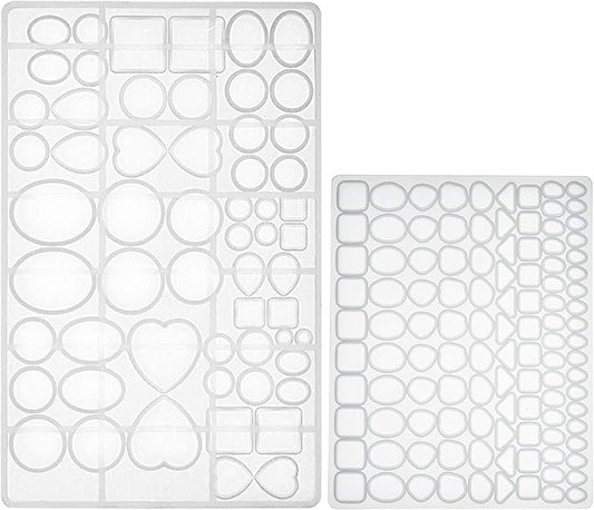 FUNSHOWCASE Cabochon Gem Silicone Mold 2 Trays for Resin Casting Jewelry Making