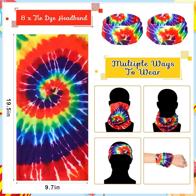 MTLEE 24 Pcs Hippie Costume Set Accessories Includes Peace Sign Necklaces Tie - Image 4