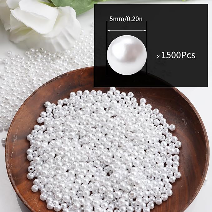 1500pcs White 5mm Pearl Beads - Image 2