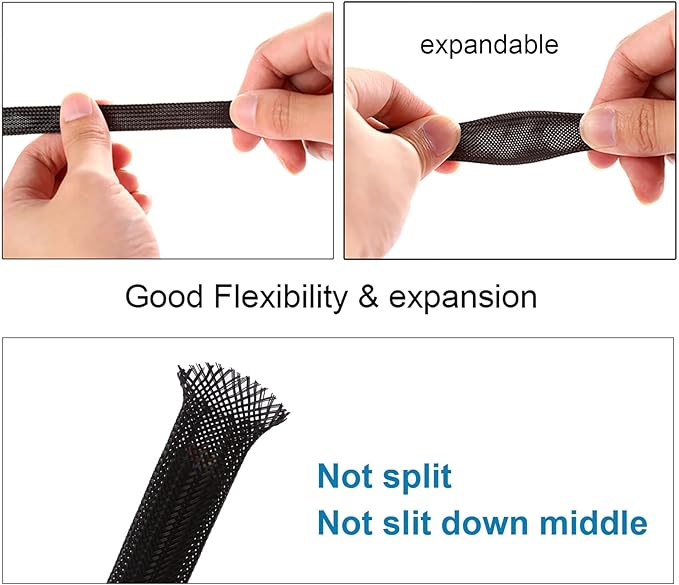 25ft - 1.5 inch PET Expandable Braided Sleeving – Black – Alex Tech Braided - Image 5