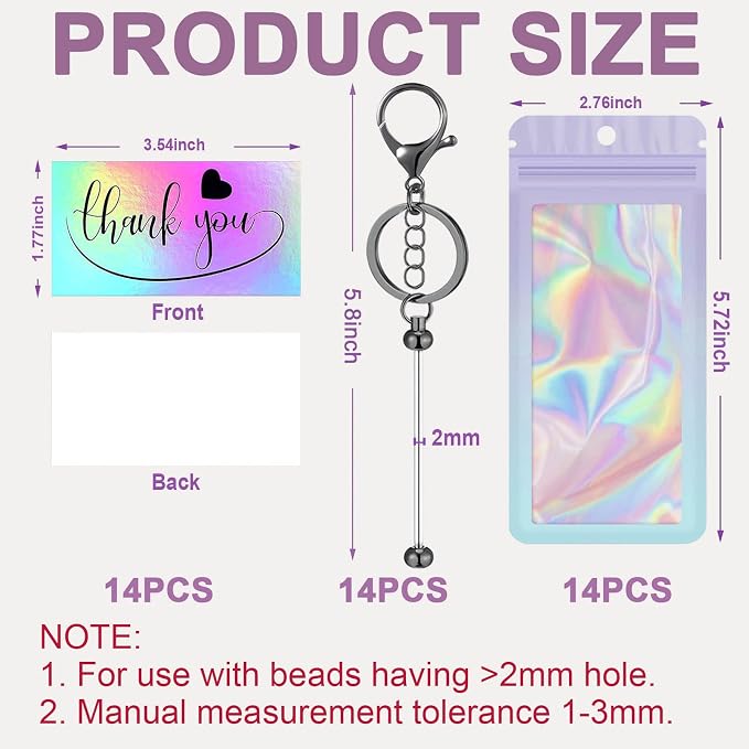 42/84/126 Pcs Beadable Keychain Bars Bulk Blank DIY Beaded Keychain Making - Image 2