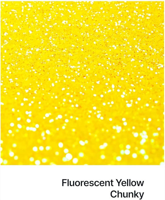 Hemway Polyurethane & Epoxy Resin Glitter 100g / 3.5oz Metallic Crystal Flake Additive for Flooring Jewelry Tumblers Glass Pigment - Chunky (1/40" 0.025" 0.6mm) - Fluorescent Yellow