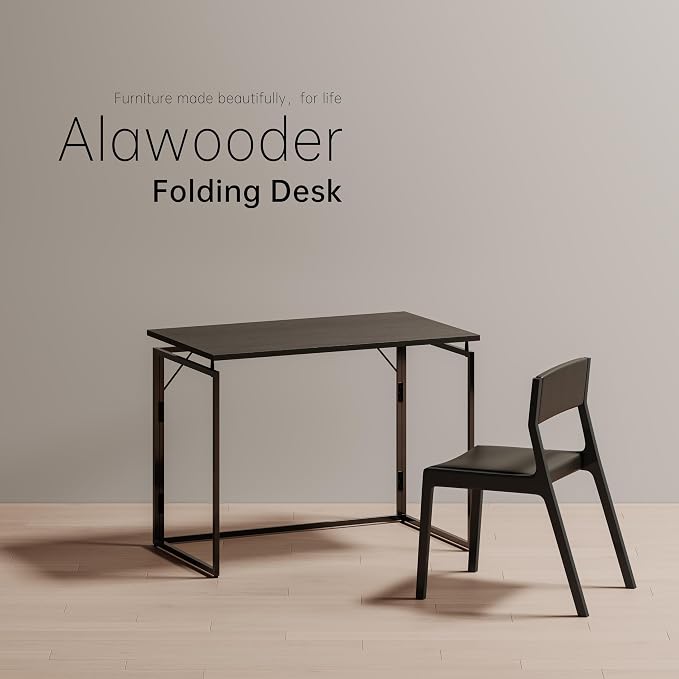 alawooder 39.4" Folding Desk: No Assembly, Wood Top - Image 9