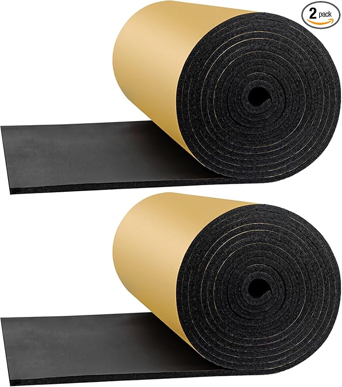 2 PCS Foam Rubber Sheet with Adhesive - 78 x 16 x 0.59 Inches Closed Cell Rubber with Adhesive Insulation Sheets, Lightweight Single Sided Tape Water Weather Resistant Sheets