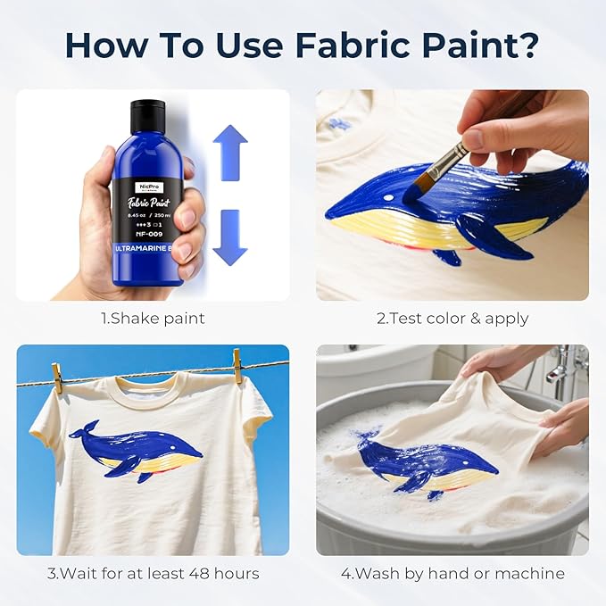 Nicpro Gold Fabric Paint with Pump, 33.8 fl oz Large Fabric Paint - Image 5