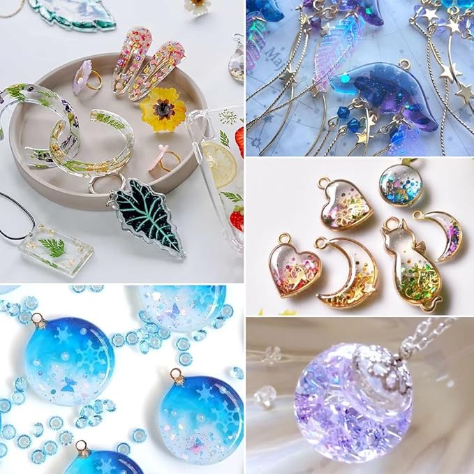UV Resin Bulk 2000g, Hard Type Clear Beginner-Friendly Kit, Upgraded Formula & Crystal Clear for Jewlery Making, Art Craft, 1000g*2 Resin UV Kit for Earring, Pendant, DIY