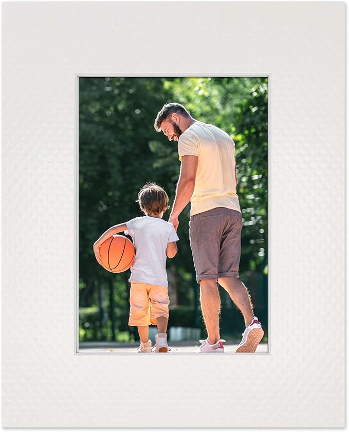 11x14 Mat Bevel Cut for 8.5x11 Photos - Acid Free Golf Ball Texture Precut Matboard - For Pictures, Photos, Framing - 4-ply Thickness