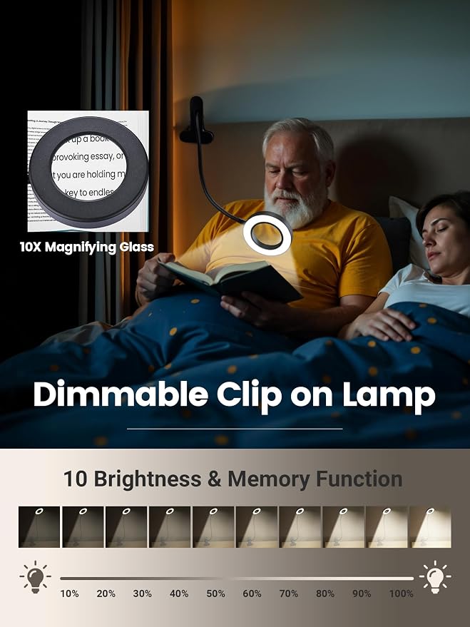 10X Magnifying Glass with Light, 5 Colors+10 Brightness Reading Lamp, 58 LED - Image 4