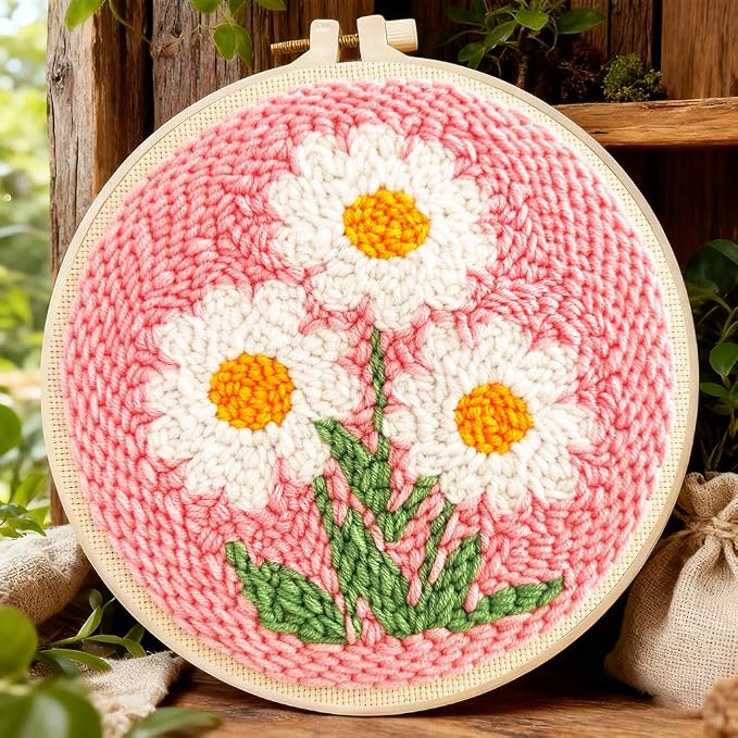 TCDZMYGS Flower Punch Needle Kits, Daisy Punch Needle Kits by TCDZMYGS